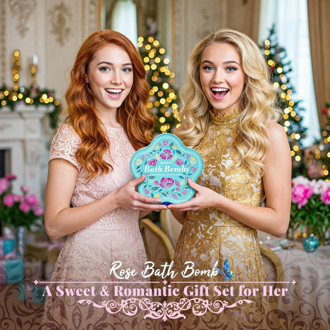 Bath Bomb Gift Set for Women – 10 Pack Handmade with Natural Essential Oils, 5 Aromatic Scents, Relaxing Rose Bubble Bath, Self Care Birthday & Summer Gifts for Mom, Wife, and Her