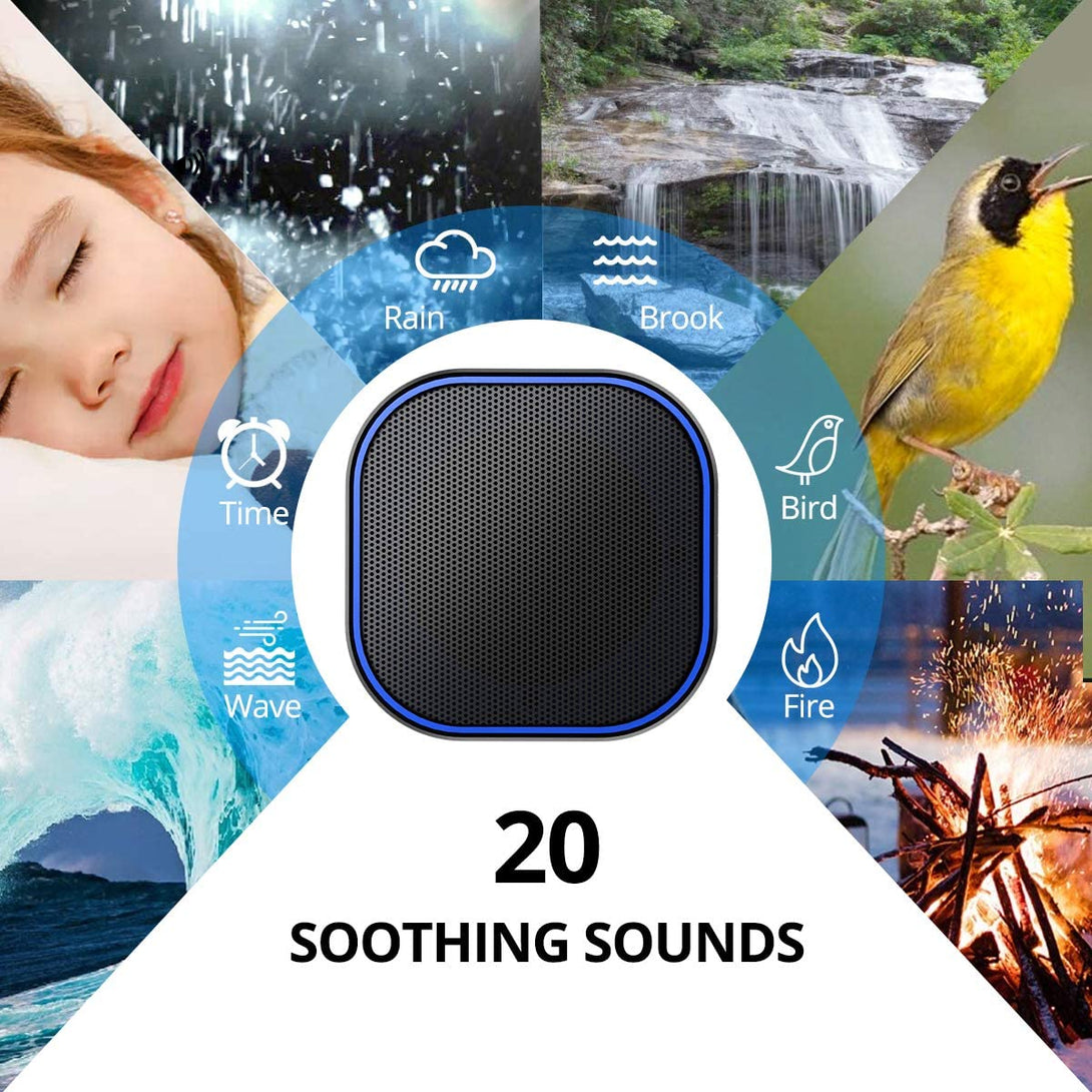 Magicteam Sound Machine White Noise Machine with 20 Non Looping Natural Soothing Sounds Memory Function 32 Levels of Volume Powered by AC or USB and Sleep Sound Timer Therapy for Baby Kids Adults