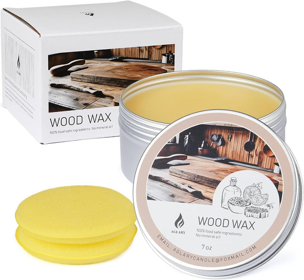 7Oz Beeswax for Cutting Boards, Wood Butter Cutting Board Wax - Natural Wood Conditioner,Food Grade Wood Wax for Butcher Blocks and Wooden Utensils, No Mineral Oil.