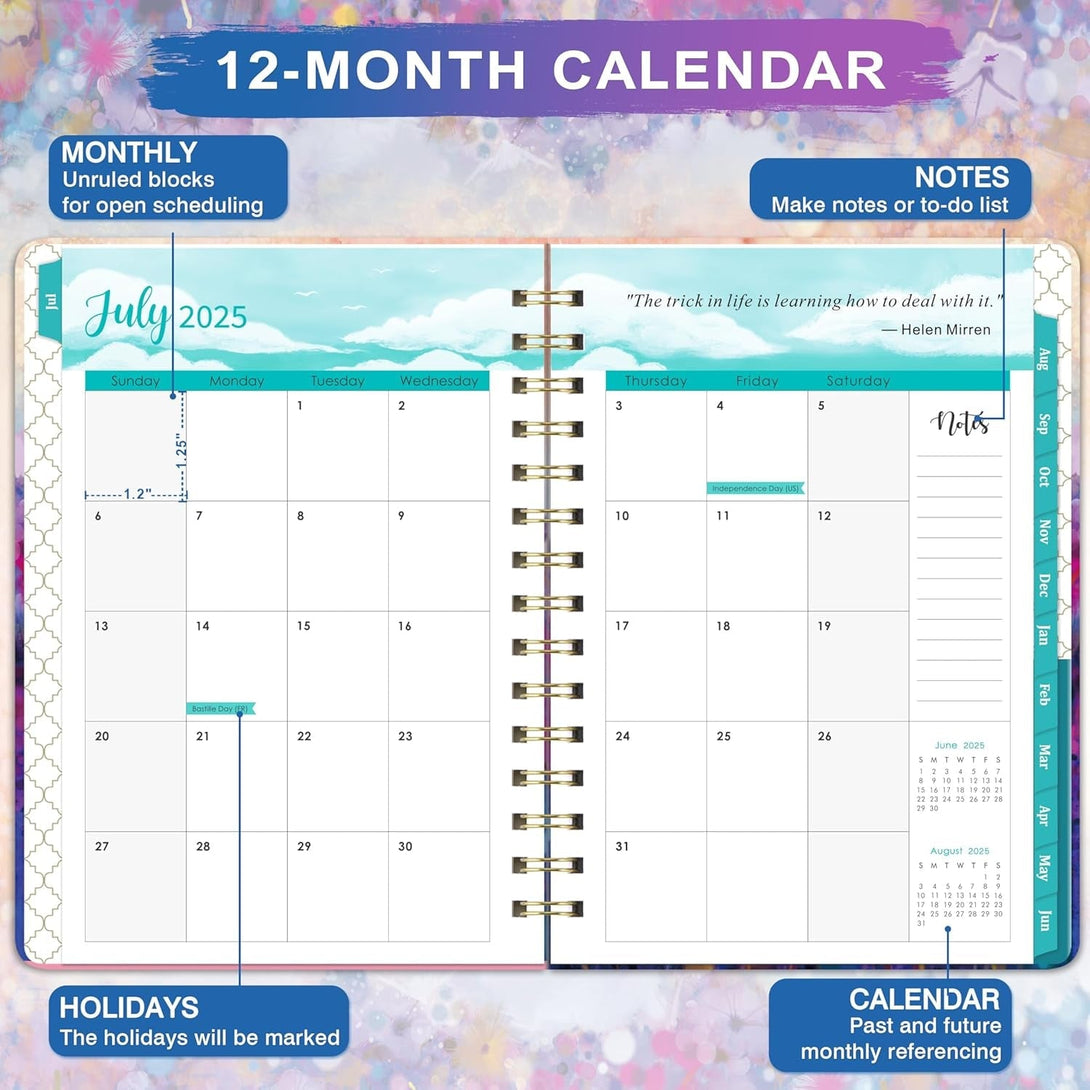 2025-2026 Planner - Planner Daily Weekly and Monthly 2025-2026, July 2025 - June 2026, 6.3’’ × 8.4’’, 12 Monthly Tabs, Inner Pocket, Hardcover, Perfect for Organization