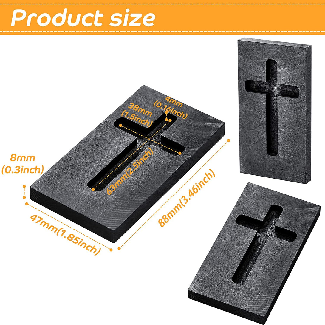 Skyley Cross Graphite Casting Ingot Mold Metal Refining Scrap Melting Casting Mould for Gold Silver Metal