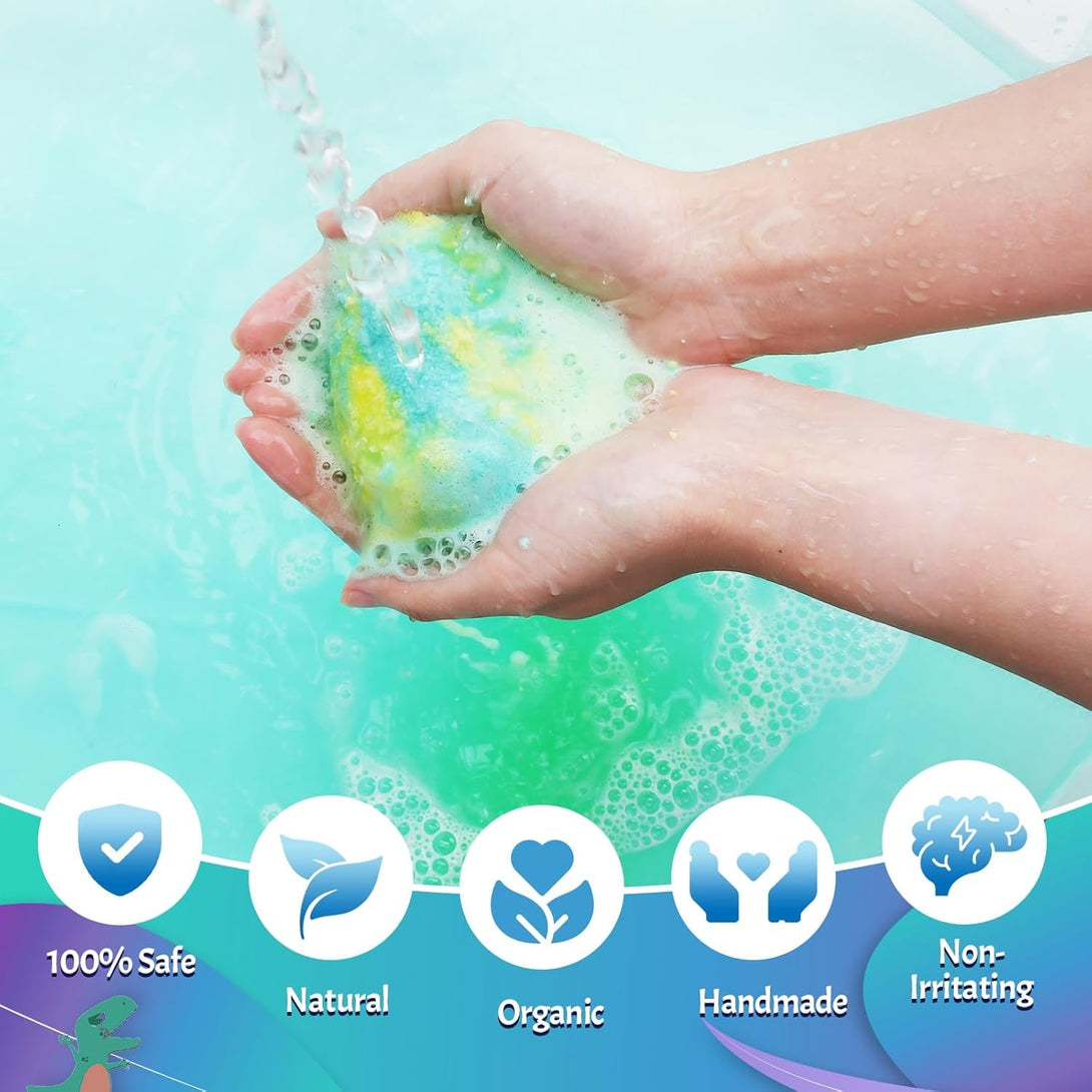 Bath Bombs for Kids with Surprise Toys inside - 16 Pack Organic Dinosaur Eggs Bath Bombs Gift Set, Dino Eggs, Dinosaur Toys for Kids 3 4 5 6 7 8 9 Years, Birthday Gifts for Boys Girls