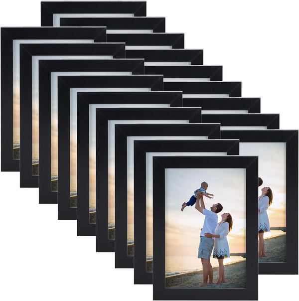 Hoikwo 18 Packs 3.5X5 Small Black Multi Picture Frames Set for Family Photos, Artwork, Light Weight Bulk 3.5 by 5 Frames Pack for Wall Hanging and Table, Stylish Picture Frames