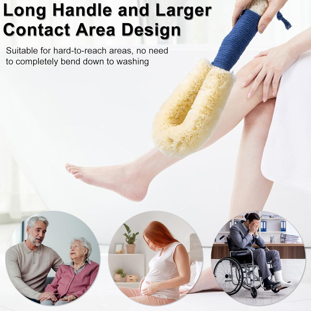 2Pcs Large Dry Brushing Body Brush for Lymphatic Drainage, 14.17" Natural Fibers Sisal Shower Brush for Cleaning Body, Exfoliator Back Scrubber for All Kinds of Skin, Bath, Royal Blue & Khaki