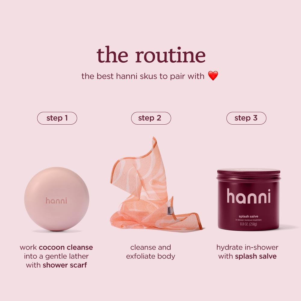 HANNI Extra-Long Shower Scarf, Japanese-Inspired Exfoliating Body Scrubber, Loofah-Like Wash Cloth for Dead Skin Removal