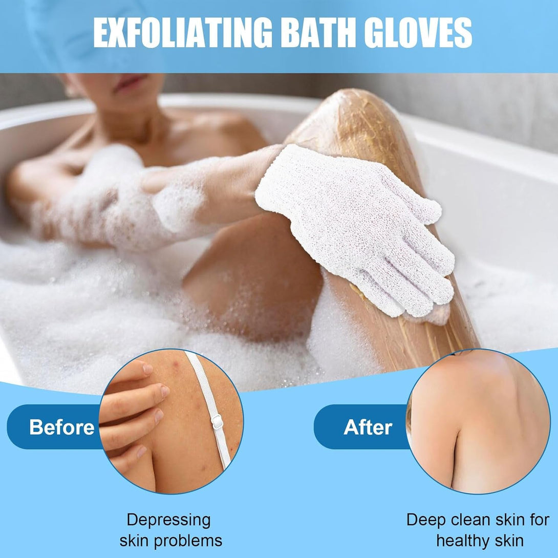 60Pcs Exfoliating Gloves Bulk, Scrub Gloves Exfoliating Body Scrubber Glove Exfoliator for Body Scrub Mitt, Bath Gloves for Shower Exfoliating Shower Gloves for Women Bathing Accessories(White)