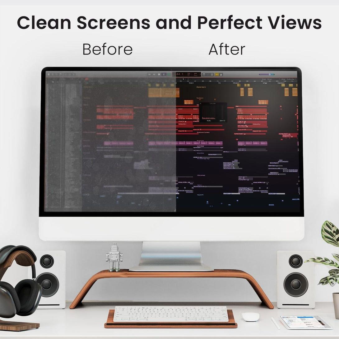 EVEO Screen Cleaner Spray and Wipe - 2-In-1 Car Screen Cleaner & Iphone Cleaner Touchscreen Mist Cleaner for Laptop, Computer, Macbook, Ipad and More - Streak-Free Shine - Grey