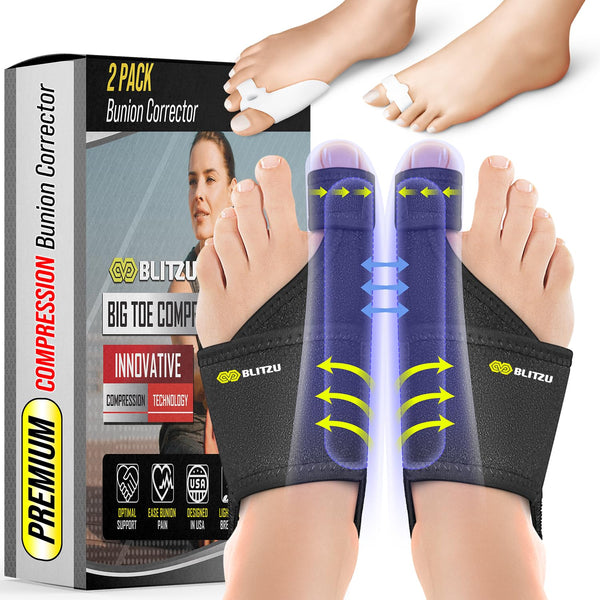 2 Pack Adjustable Bunion Corrector for Women & Men, Orthopedic Bunion Splint for Hallux Valgus Pain Relief Day Night Support, Gel Big Toe Separators and Spacer, Comfortable Hammer Toe Straightener