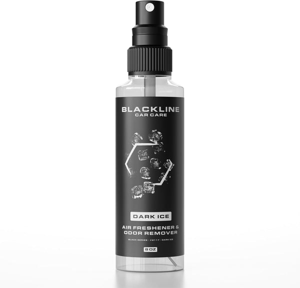 Blackline Car Care - Dark Ice Car Air Freshener, Long-Lasting, Oder Eliminator, for Cars, Trucks, SUV, or Home Use - 8 Fl OZ - Dark Ice Air Freshener - Dark Ice Spray