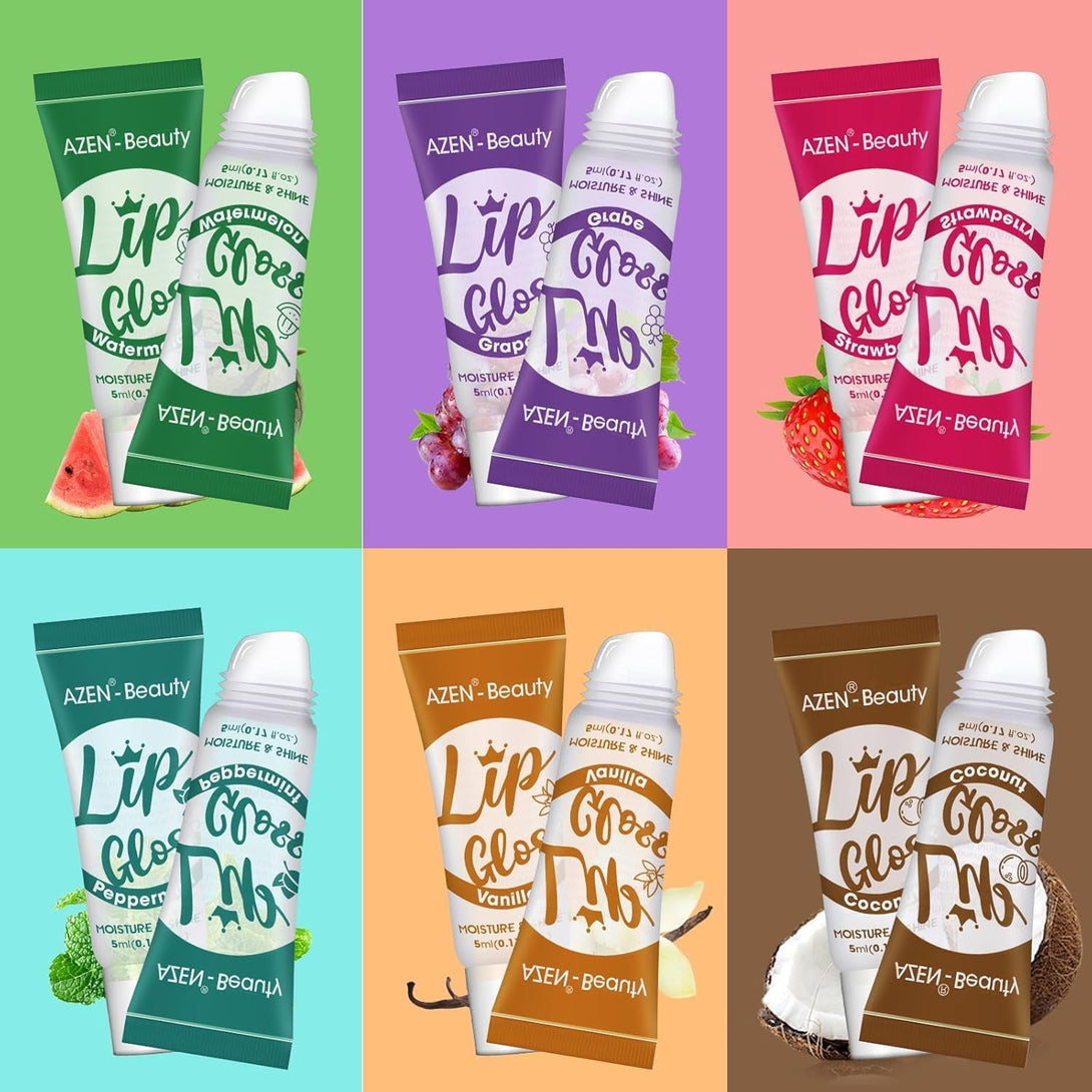 AZEN 24 Pack Lip Gloss Set, Clear Lip Gloss Bulk, Lip Oil for Dry Cracked Lips Moisturizing Hydrating Nourishing with Vitamin E