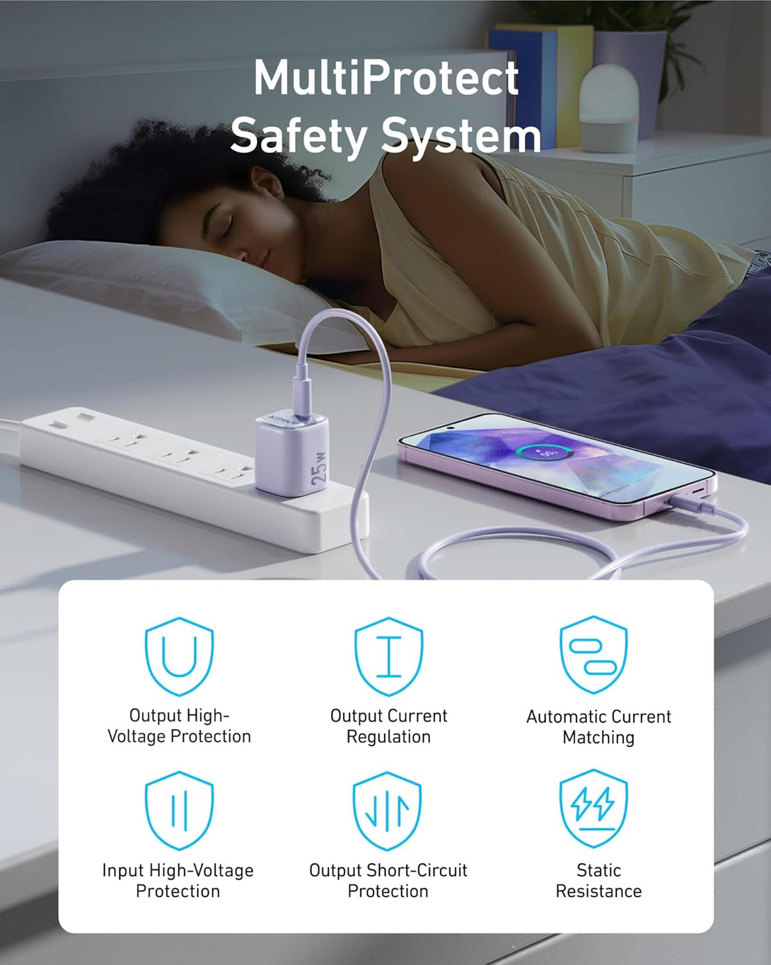 Anker 25W USB C Charger Block, Compact and Foldable, Supports PPS Fast Charging for Galaxy S24/Z Fold/Z Flip/Tab, Iphone, Ipad (Black, 1Pack with Cable)