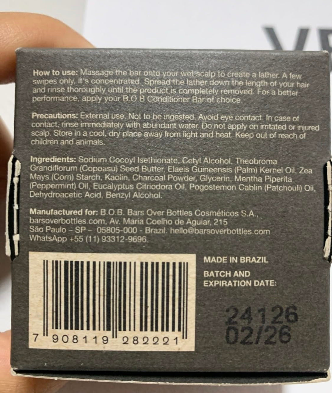 B.O.B BARS over BOTTLES Solid Shampoo Bar (Detox)