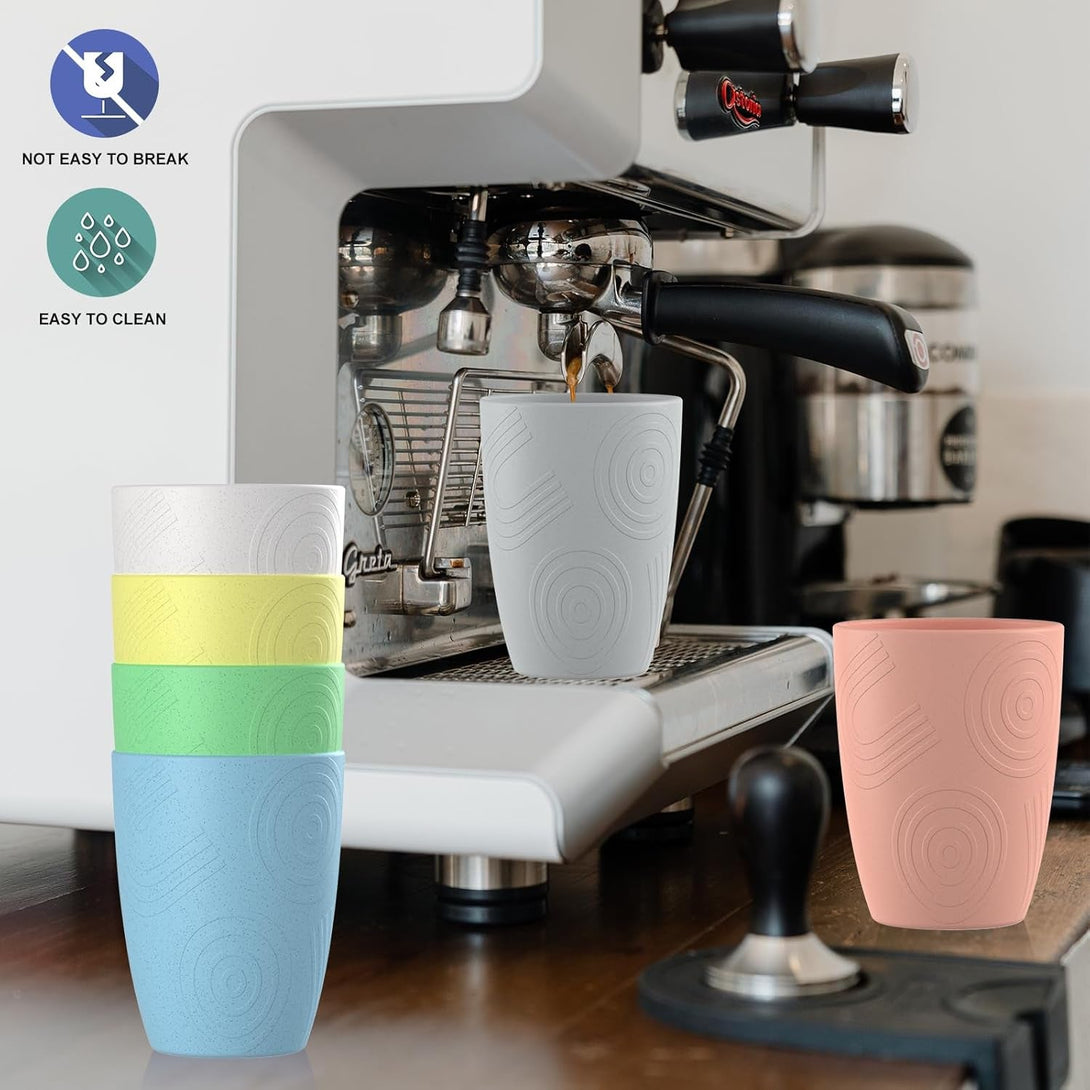 12Oz Wheat Straw Drinking Cups Set of 6,Alternative Plastic Cups Microwave and Dishwasher Safe,Unbreakable Cups for Kitchen,Picnic and Camping, KALAS Series
