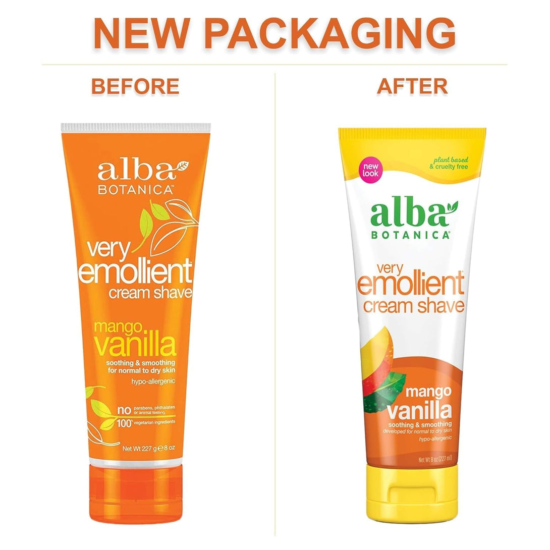 Alba Botanica Very Emollient Cream Shave, Mango Vanilla, 8 Oz