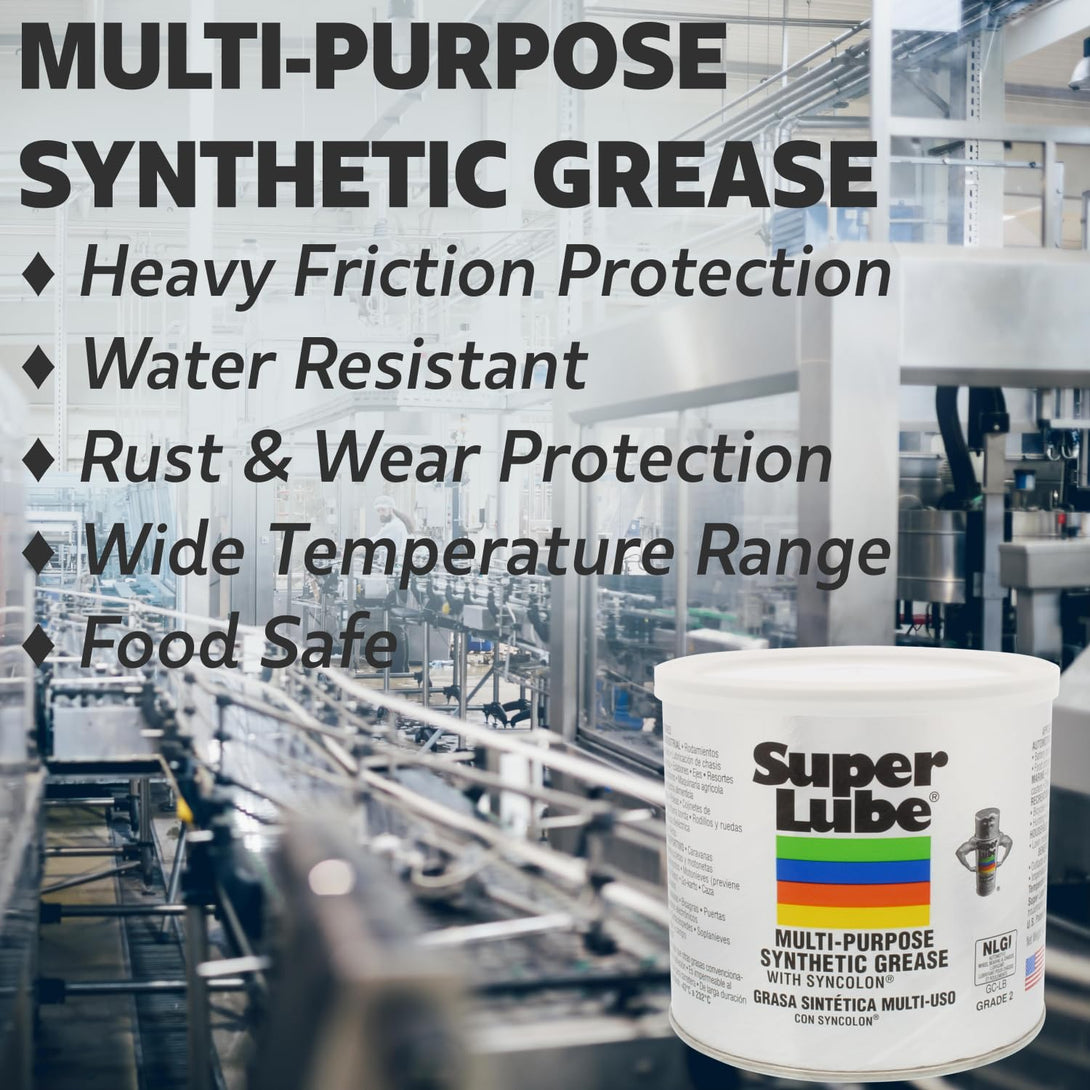 Super Lube 41160 Synthetic Grease (NLGI 2), 14.1 Oz Canister, Translucent White