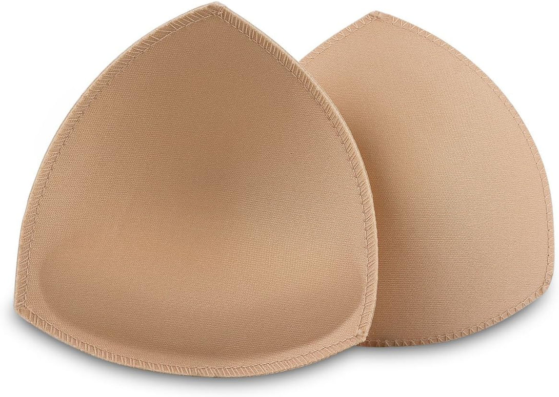 SERMICLE Bra Pad Inserts 4 Pairs, Bra Pads Sewn Padded for Sports Bra A/B or C/D,D/E Cup Beige or Black, White Optional