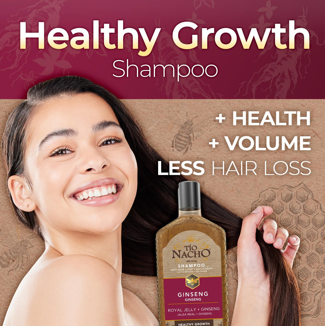 Tio Nacho Shampoo with Ginseng, Royal Jelly, Aloe Vera & Jojoba, Strengthening Hair Care to Reduce Loss & Breakage, Revitalizing, Nourishing Formula, 14 Fluid Ounces