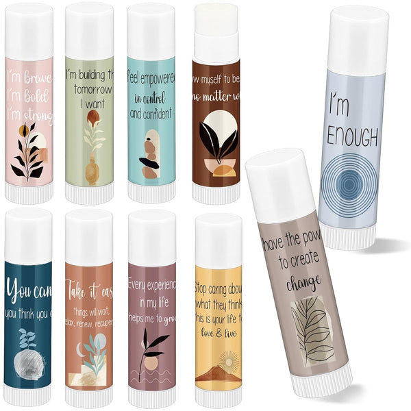 30 Sets Mental Health Awareness Gifts Lip Balm Bulk Inspirational Lip Balm with Positive Daily Affirmation Cards Self Care Gifts for Women Men Stress Relief Family Reunion Favor