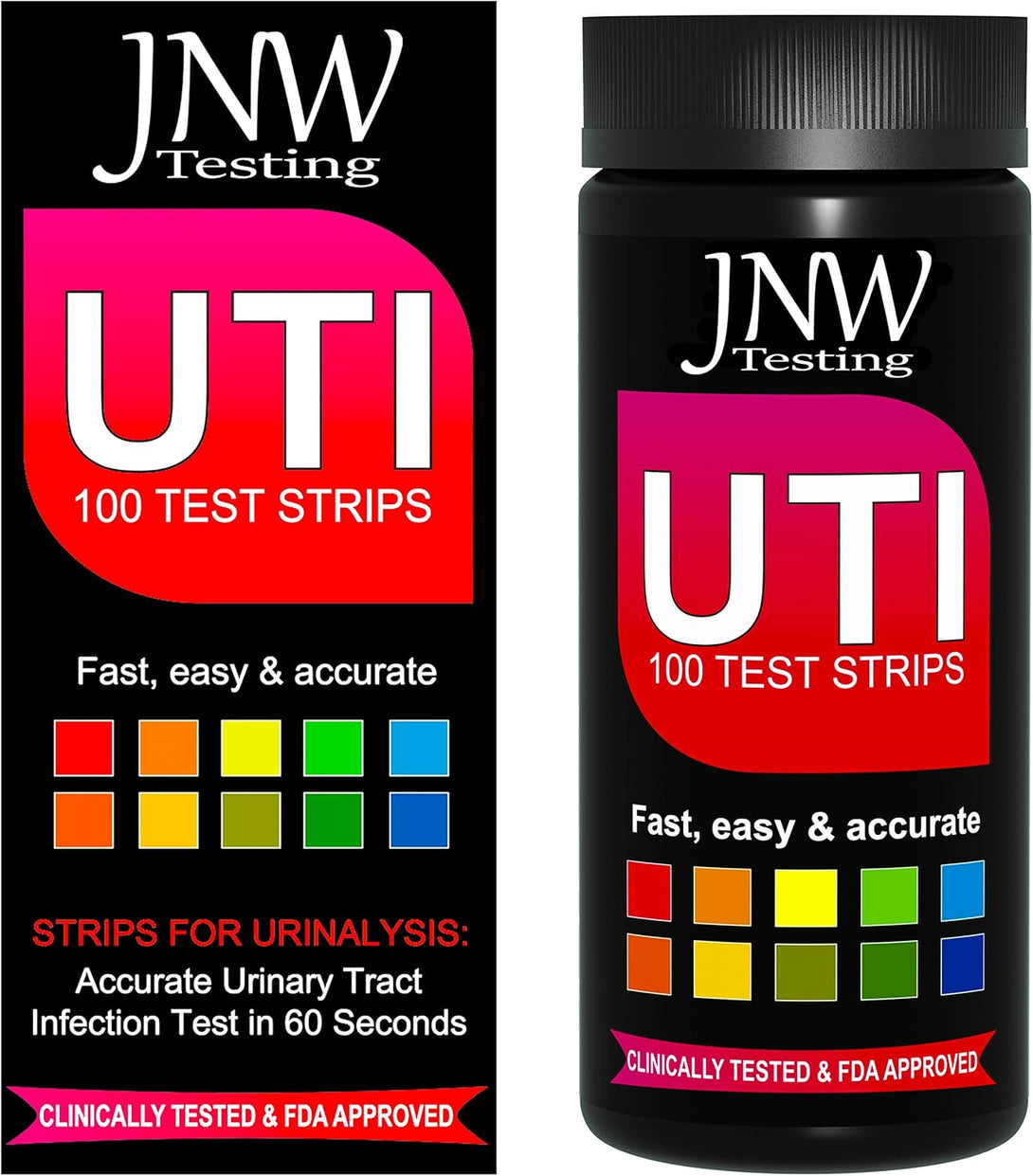 3-In-1 Urinary Tract Infection Test Strips - Home UTI Test Kit with Ebook - with 100 Quick and Accurate UTI Test Strips - 100 Strips by JNW Direct