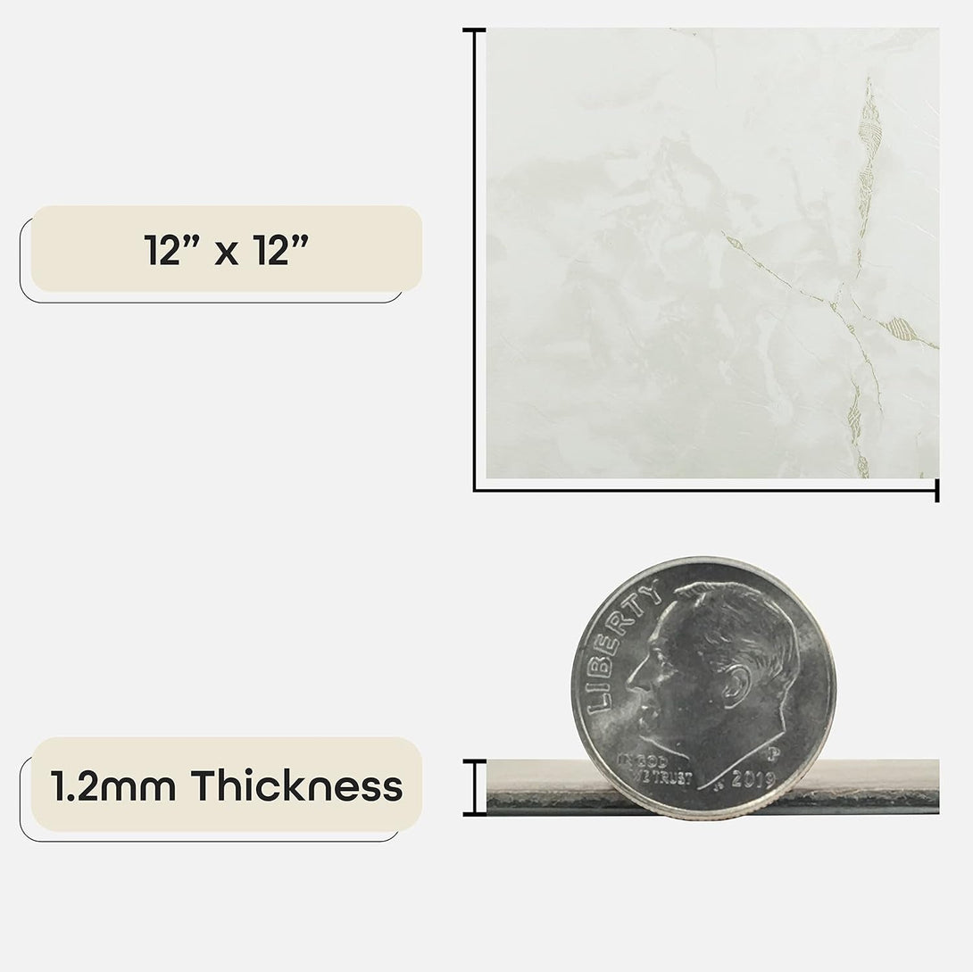 Achim Home Furnishings FTVMA40220 Nexus 12-Inch Vinyl Tile, Marble Classic White with Grey Veins, 20 Count (Pack of 1), White/Grey Vein Marble