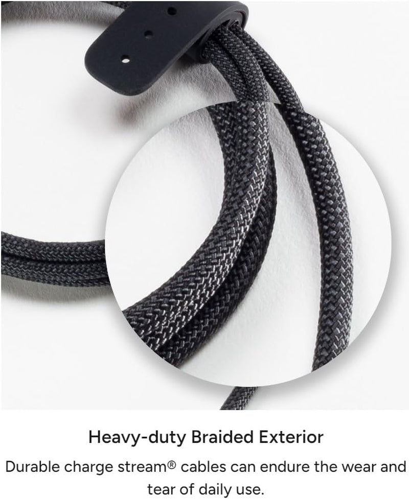 Mophie Charge Stream USB-A to USB-C 1M/3Ft Silicone Cable - Braided Enduraflex Design, 15W Fast Charge Compatible, & Ultra-Durable Build