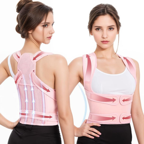 Back Posture Corrector for Women - Adjustable Straightener Back Brace Posture Corrector under Clothes (Pink, Medium)