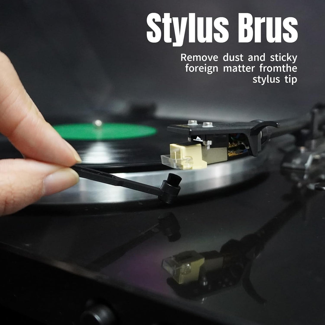 Sdroceryam Vinyl Record Cleaning Kit 3-In-1 Turntable Records Cleaner Anti-Static LP Velvet Record Cleaner Brush Stylus Brush for Record Player Turntable, Style A