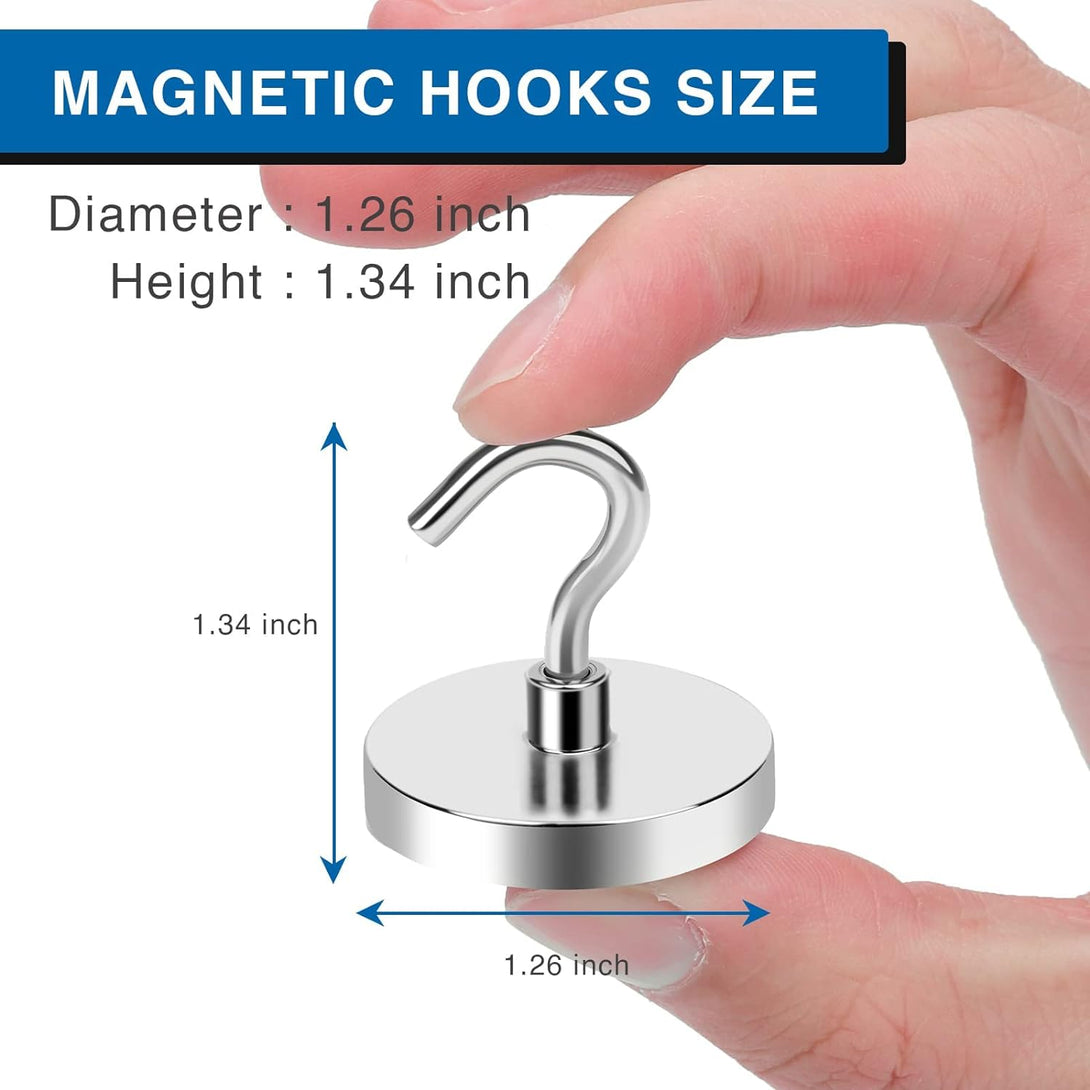 LOVIMAG Strong Magnetic Hooks, 100LBS Magnet Hooks for Cruise Cabin, Super Powerful Neodymium Magents for Cruise Essentials Must Haves, Heavy Duty Magnets for Metal Door, Refrigerator,Ceiling - 6 Pcs