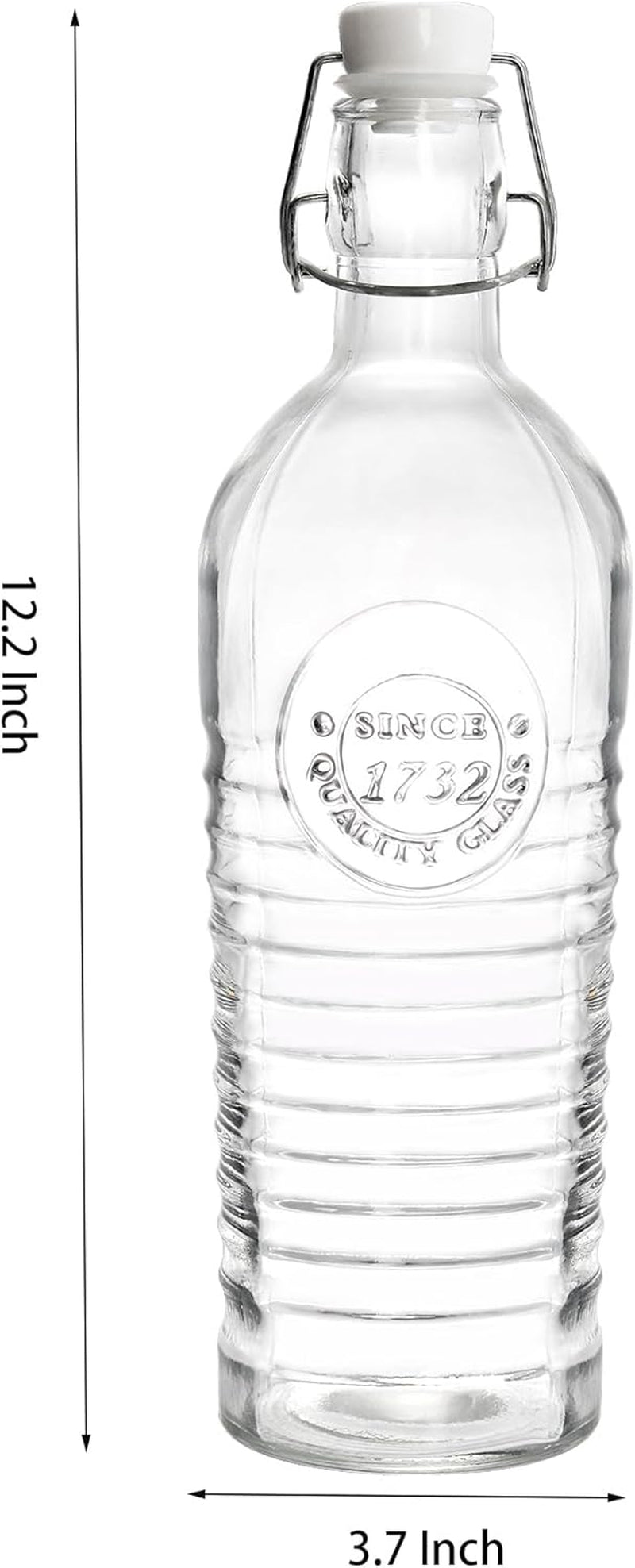Nicunom 4 Pack Flip Top Glass Bottle, 40 Oz. / 1.2 Liter Clear Glass Pitcher Airtight Seal Swing Top Brewing Bottle for Beverages, Oils, Kombucha, Beer, Kiefer, Water, Soda