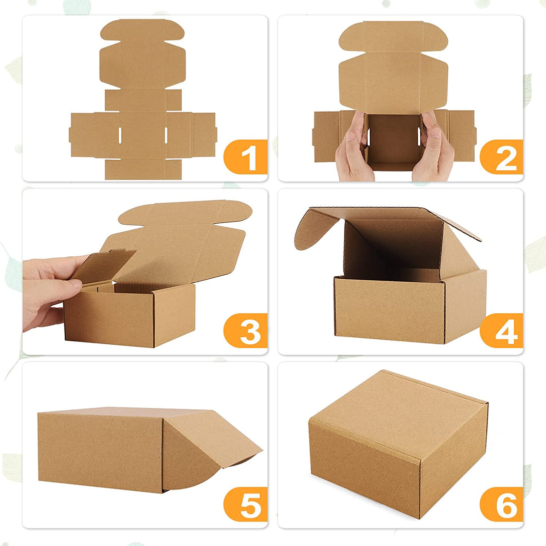 Eupako Small Shipping Boxes 4X4X2 Inches - 50 Pack Brown Corrugated Cardboard Boxes for Packaging Small Business, Mailer Box