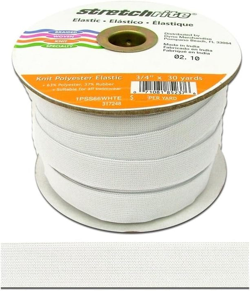 Stretchrite Knit Polyester Elastic Spool, 3/4-Inch by 30-Yards, White