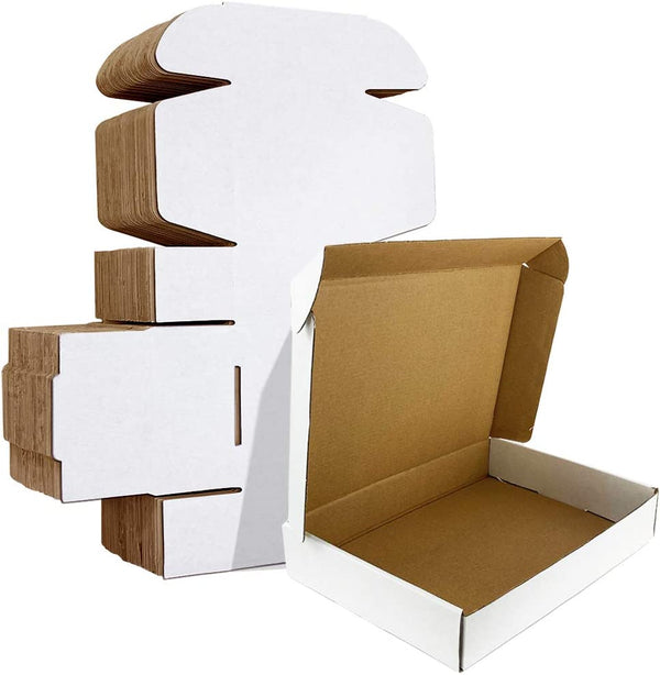 HORLIMER 11X8X2 Inches Shipping Boxes Set of 25, White Corrugated Cardboard Box Literature Mailer