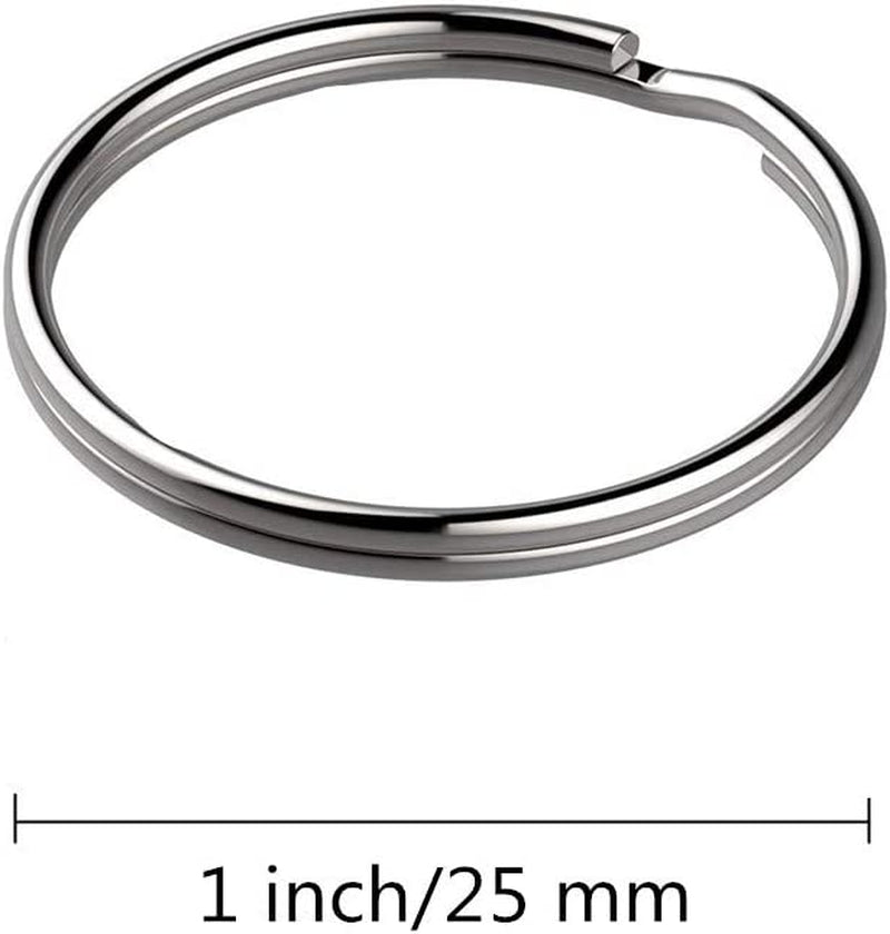 KINGFOREST 100-Pack Split Key Rings (1 Inch/25Mm) - Silver Nickel Metal Keychain Rings for Keys, DIY Crafts, Bags & Accessories - Durable Bulk Keyring Hardware with Smooth Edges
