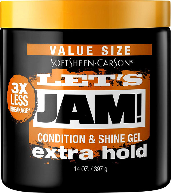 Softsheen-Carson Let'S Jam! Shining and Conditioning Hair Gel by Dark and Lovely, Extra Hold, All Hair Types, Styling Gel Great for Braiding, Twisting & Smooth Edges, Extra Hold, 14 Oz