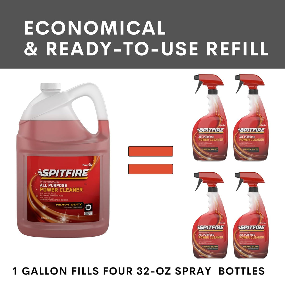 Spitfire CBD540045 Professional All Purpose Power Cleaner, Heavy Duty Degreaser Removes Resin, Paint, Oil, Ink, Gum, Pine Scent, Ready-To-Use Refill, 1-Gallon