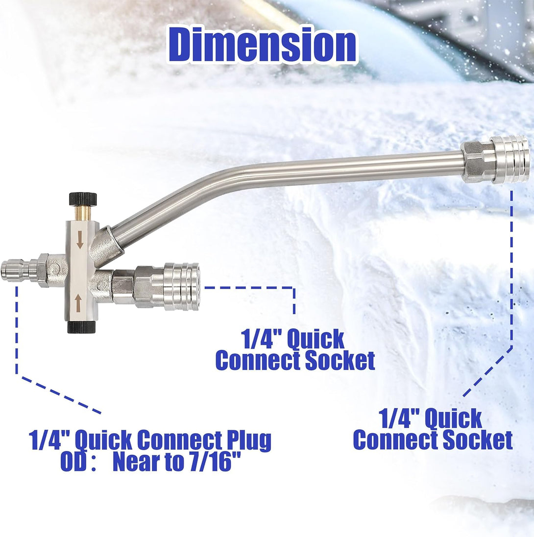 Tool Daily Foam Cannon Dual-Connector Accessory, Pressure Washer Double Tip Attachment for Soap Cannon, 5 Pressure Washer Sprayer Nozzles, 1/4" Quick Connect