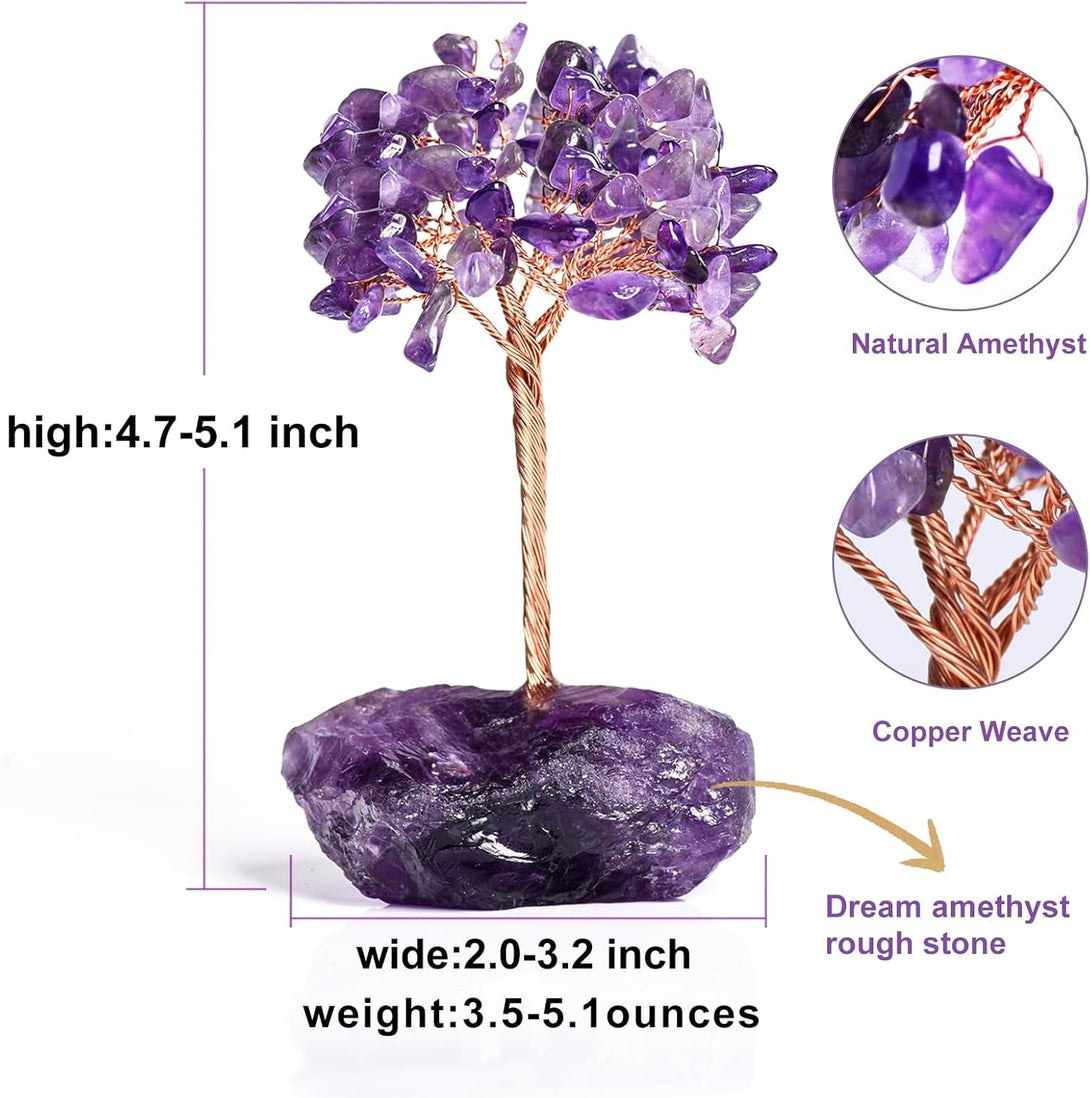 Amethyst Crystal Tree of Life,Money Tree Decorations,Crystals and Healing Stones,Reiki Positive Energy Gemstones,Purple Room Office Desk Feng Shui Decor Meditation Gifts for Women