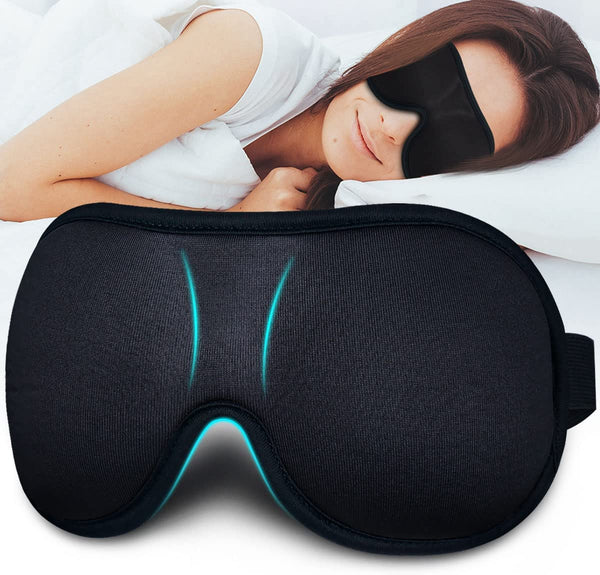 Sleep Mask for Women Men, Ultrathin Light Blocking Sleeping Mask, No Pressure on Eyes 3D Contoured Blindfold, Soft Comfort Eye Shade Cover for Travel/Naps/Yoga/Shift Work.（Black）