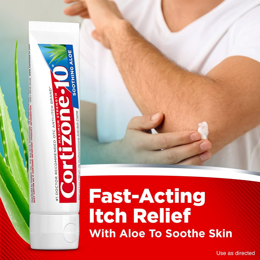 Cortizone 10 Maximum Strength Anti-Itch Cream with Soothing Aloe, 1% Hydrocortisone Creme, 2 Oz.