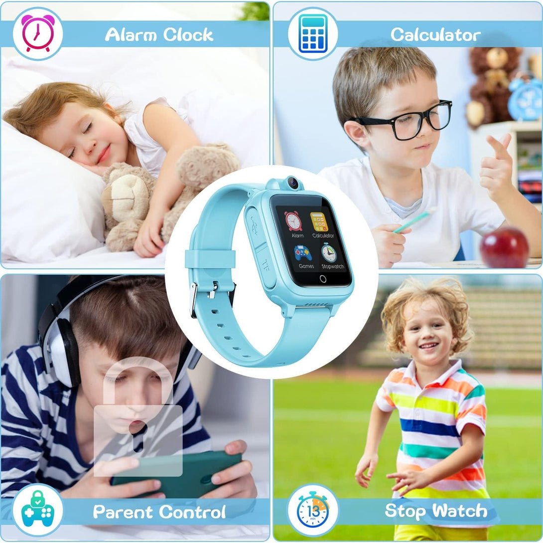 Kids Smart Watch Boys Toys - Smart Watch for Kids Game Smart Watch Gifts for 4-12 Years Old with 14 Games Camera Video Music Calculator Alarm Birthday Gift Age 3-9 (Blue)