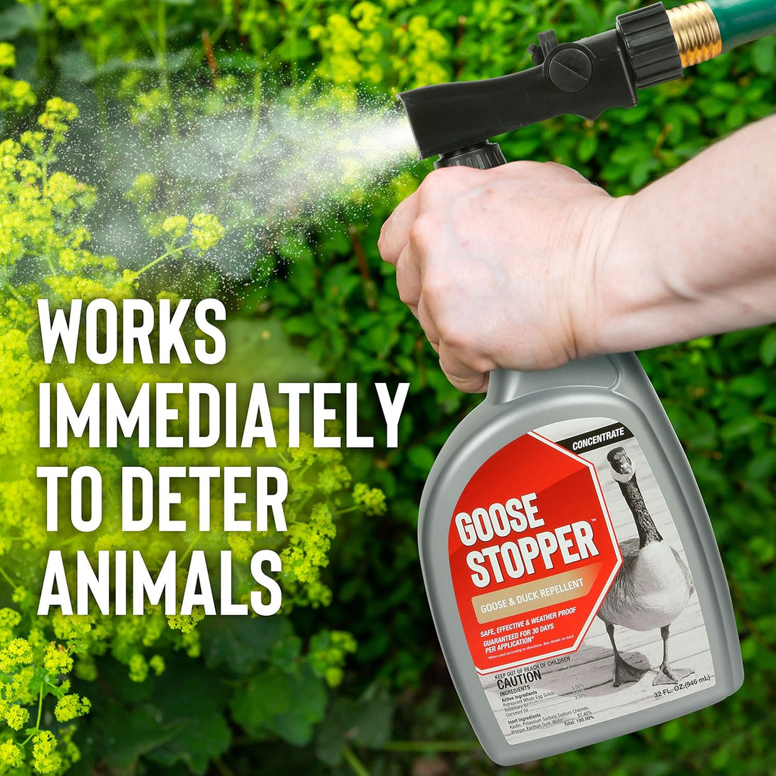 Goose Stopper, Liquid Animal Stopper Repellent, All Natural, Effective All Year Round, Safe for People and Pets, No Harsh Chemicals, Ready to Use, Goose Repellent - 32. Oz