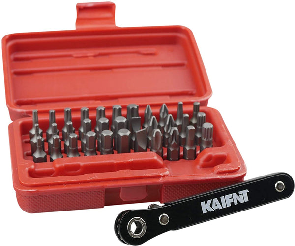 K402 Screwdriver Bit Set with Mini Ratchet Wrench, 1/4-Inch Drive, 34-Piece