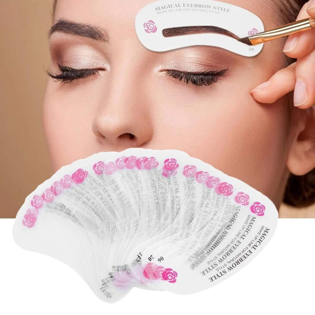 24 PCS Eyebrow Shaping Stencils, Kalolary Eyebrow Grooming Stencil Kit Shaping Templates DIY Tools for Eyebrows Shaping