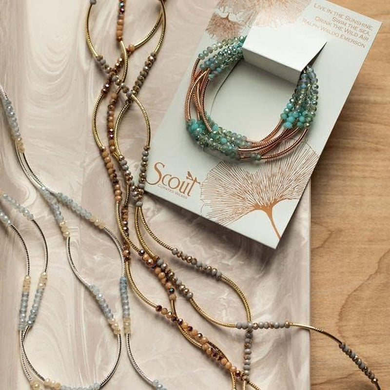 Scout Curated Wears - Women'S Scout Wrap Bracelet & Necklace - Neptune/Rose Gold
