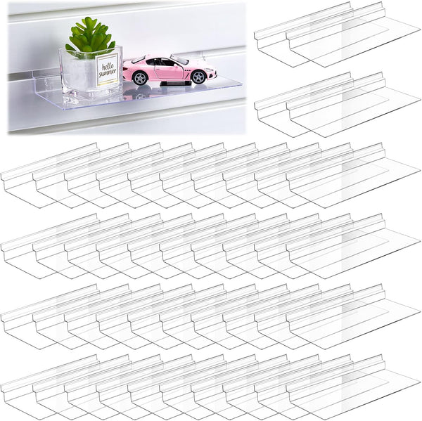 45 Pack Slatwall Shelves Hanging Slatwall Accessories Clear Wall Shelves Shoe Shelves for Wall Retail Display Shelves Slatwall Shoe Shelf for Home Shoe Stores Boutiques Supplies, 4.5 X 10 Inches