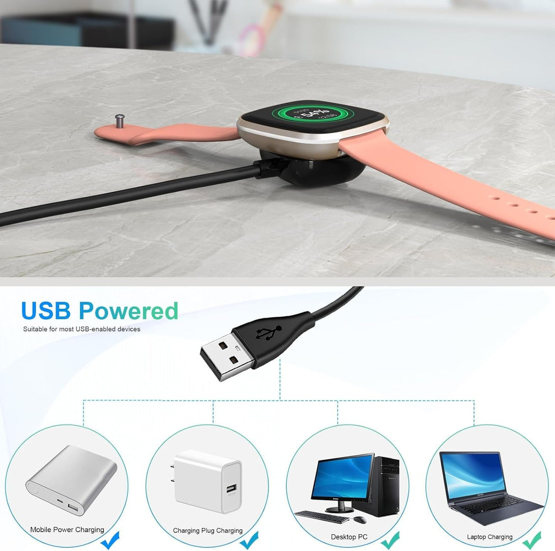 Compatible with Fitbit Sense/Versa 3 2 Pack Replacement USB Charging Cable Dock Stand for Sense/Versa 3 Accessories