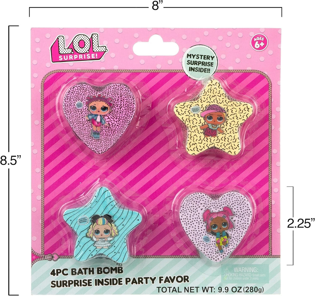 L.O.L. Surprise! 4Pc Bath Bomb Set - Non-Toxic, Kid-Safe Bath Bombs for Girls, Spa Gifts & Bath Accessories for Kids