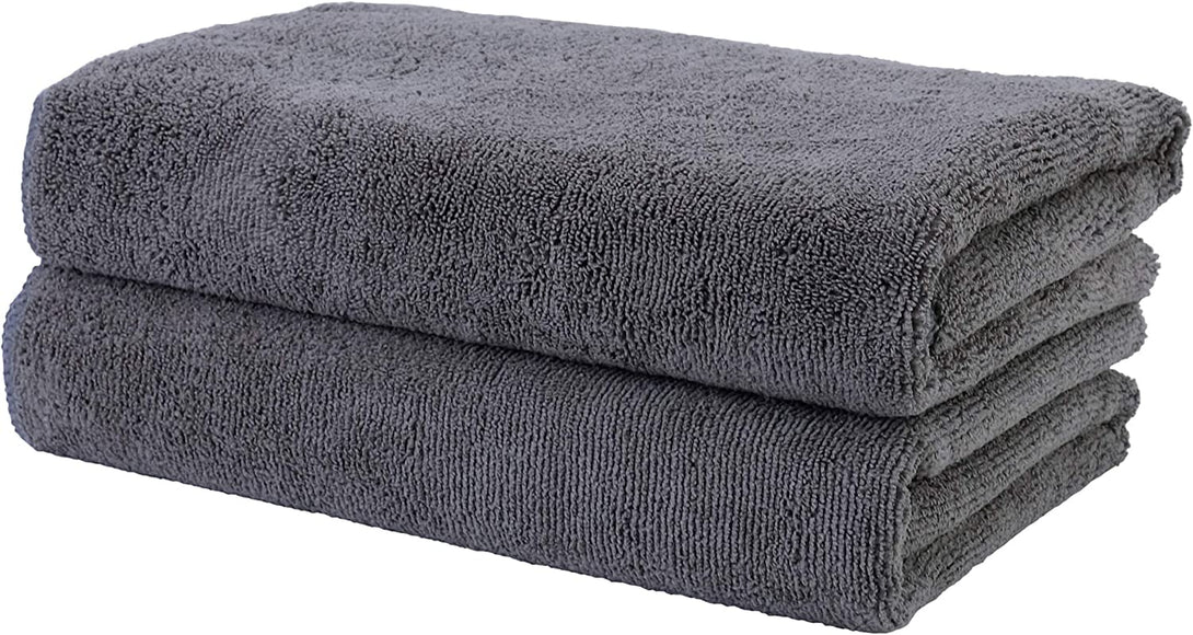 POLYTE Professional Quick Dry Lint Free Microfiber Hair Drying Salon Towel, 20 X 40 In, 2 Pack (Dark Gray)