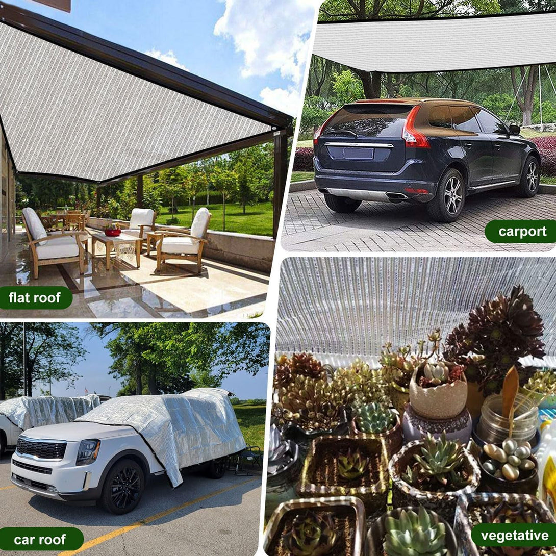 80% Silver Shade Cloth for Garden,Pergola,Greenhouse,Chicken Coop,Kennels,Shade Cloth with Grommets,Simple Hanging Covers