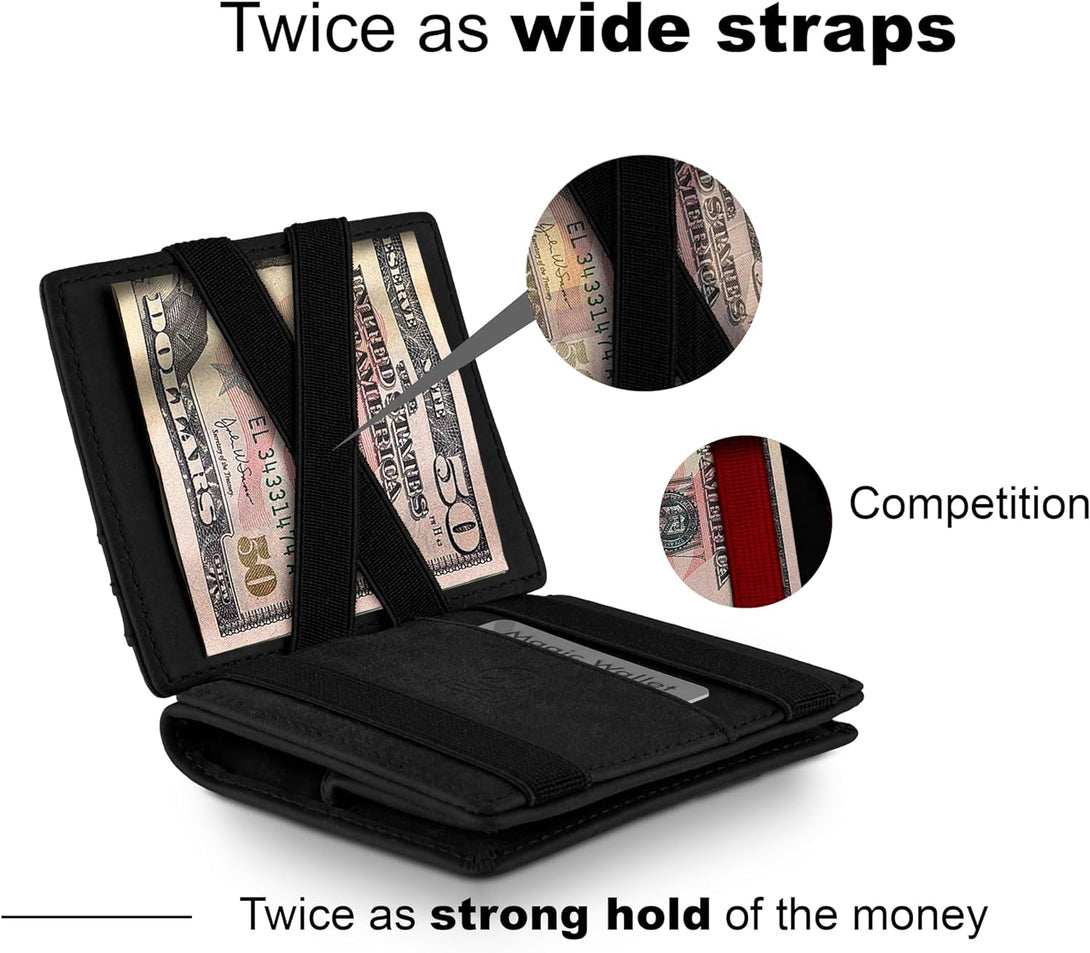 West - RFID Wallet with Coin Pouch + Gift Packaging - Compact & Small Magic Money Wallet - Extra Strong Money Bands